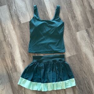 Teal and Mint Two-Piece Set - Tank & Pleated Skort
